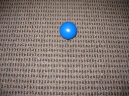Blue ball on the carpet